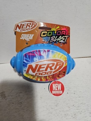 NERF Color Blast Squeak Football Dog Ball Toy TPR Material Size M/L Brand New 