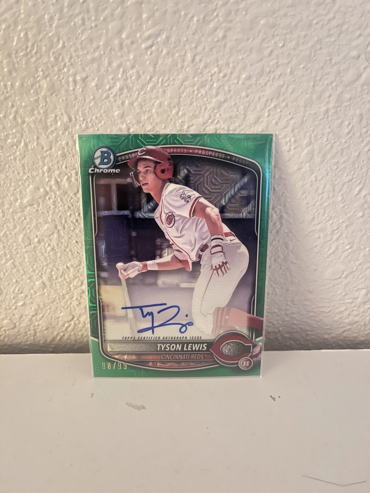 Tyson Lewis 2025 Bowman Chrome Mega Box Green Mojo Refractor Auto /99 BMA-TLE