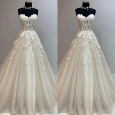 Vintage Lace Appliques Wedding Dresses Off Shoulder Sweep Train Bridal Gowns