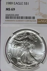 1989 NGC MS69 AMERICAN SILVER EAGLE #B52678