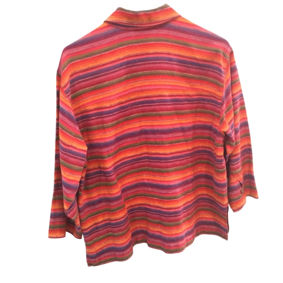 Chaqueta de lino Chico’s para mujer talla mediana roja arco iris boho festival hippie playera Foto 4 de 4