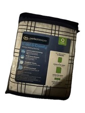 Serta Perfect Sleeper Cool Comfy Queen Sheet Set White Blue Grid Polyester