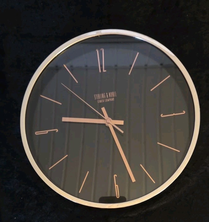 Elegant Sterling and Noble Gold Wall Clock 11.25 inches Tested Working