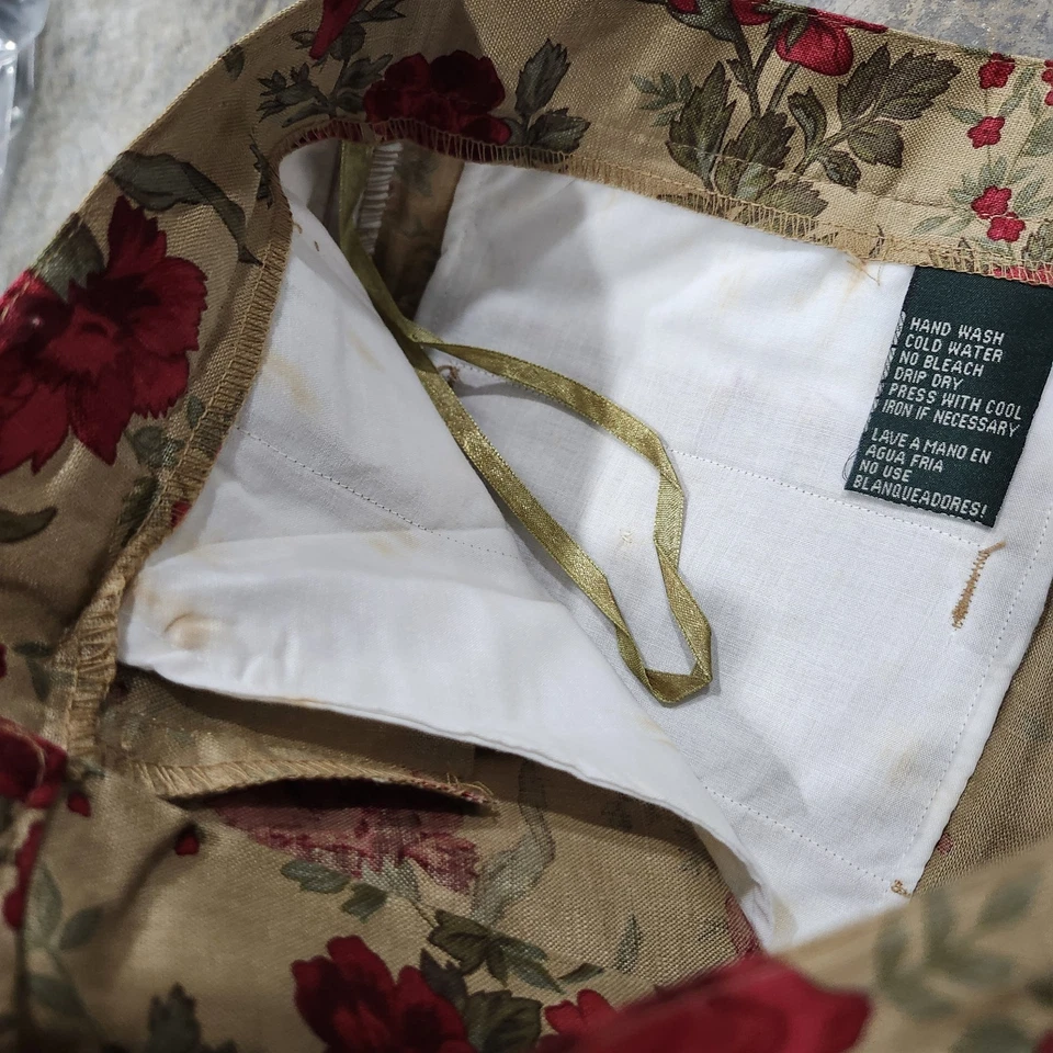 Pantalones Cortos Ralph Lauren Vintage Años 90 Plisados Rojo Floral Cremallera Frontal Bronceado Lino Talla 10 Nuevos Foto 4 de 4