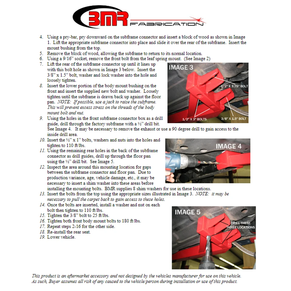 BMR Suspension Black Hammertone Bolt-On Subframe Connectors For Chevy / Pontiac - Изображение 3 из 4