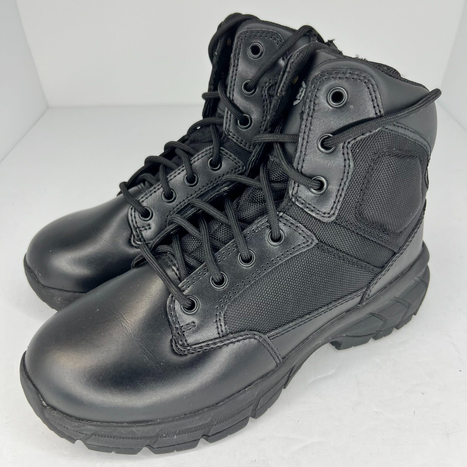 Interceptor Mens MNIN48DP001 Black Leather Mid Lace Up Size 7.5 Combat Boots