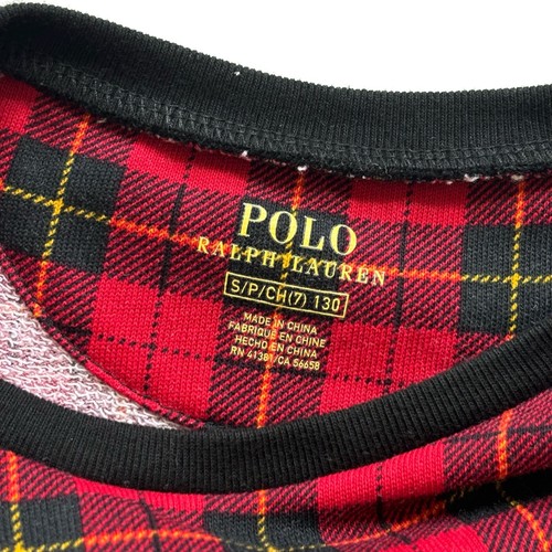 Girls S 7 Polo Drop Waist Dress Red Black Plaid Long Sleeve Waffle Skirt - Picture 6 of 8