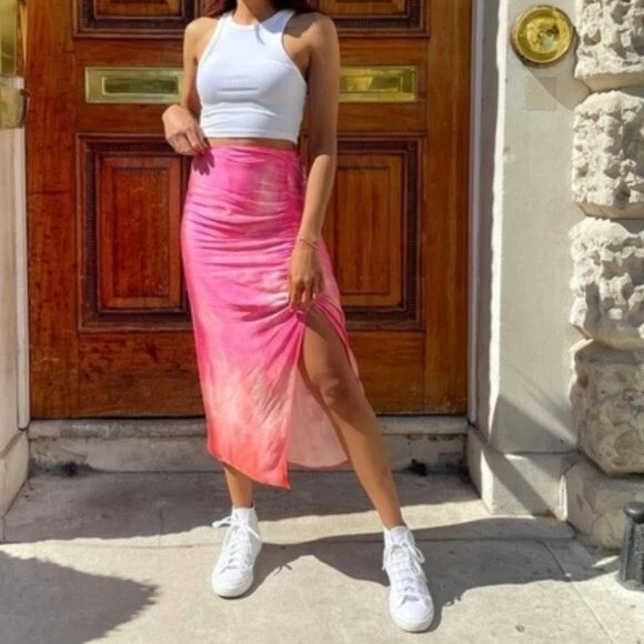 Long silk top skirt zara