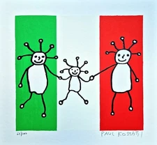 Paul Kostabi - Original Numbered And Signed Polymaterial Serigraph