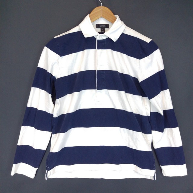 J.Crew Women's XS Navy Blue/White Striped 100 Cotton LongSleeve Rugby