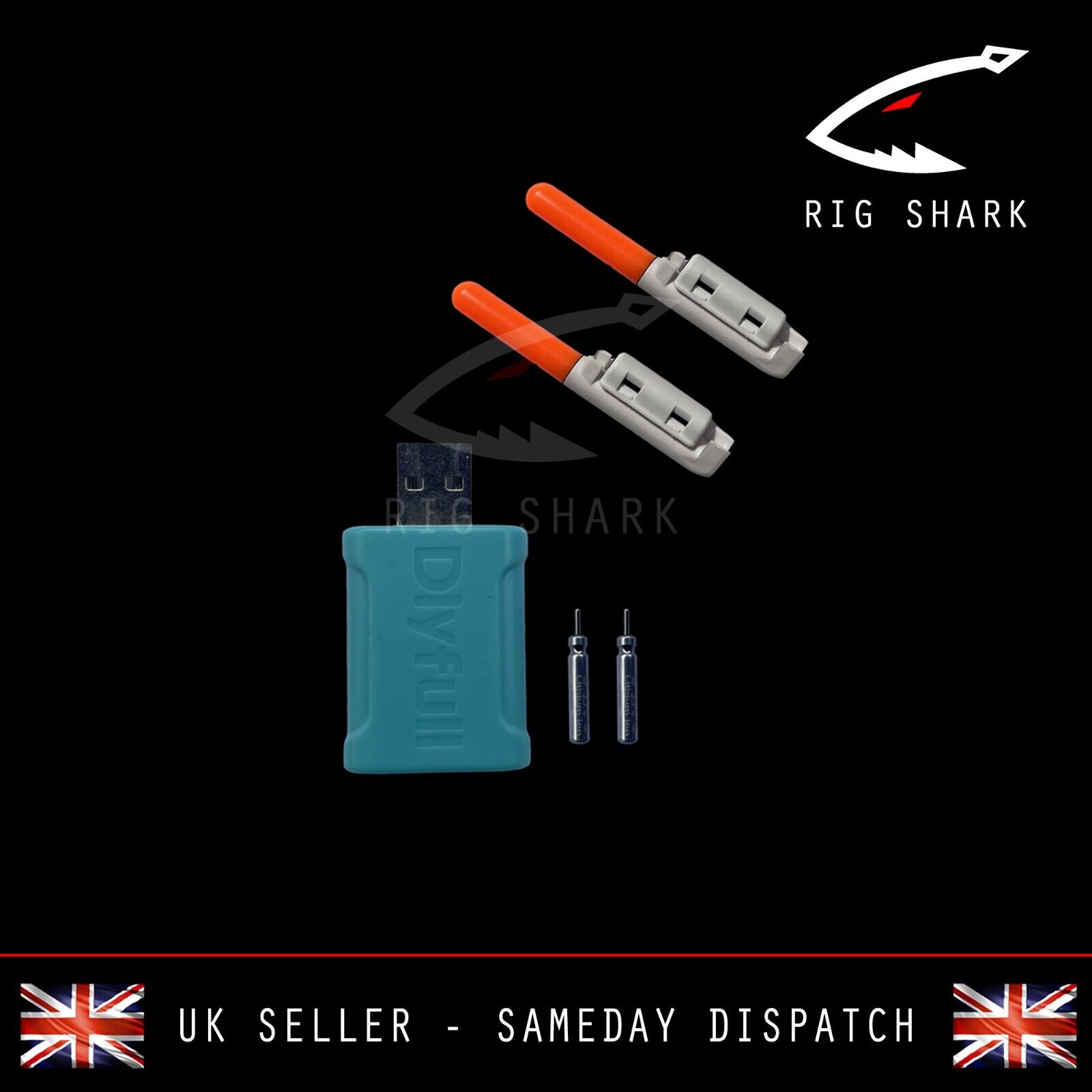 Rig Shark™ RED LED Night Sea Fishing Rod Tip Star Light + USB Charger combo