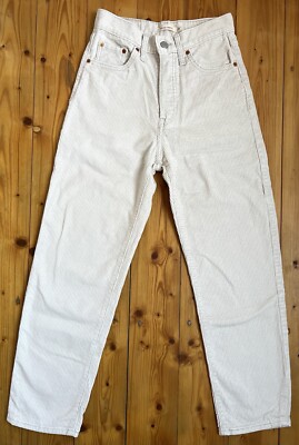 RIBCAGE STRAIGHT Premium Levi's Cord Breitcord Hose beige W25 L27 High Waist NEU