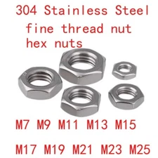 M7 M9 M11 M13 M15-M25 304 Stainless Steel Fine Thread Hexagon Nuts Hex Thin Nut