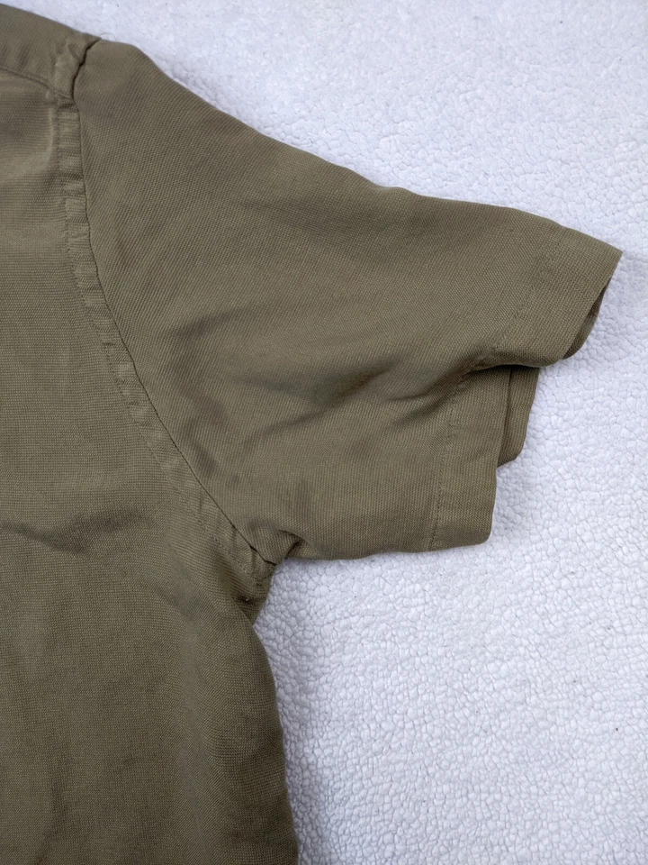 J Ferrar Mens L Beige Washable 100% Silk Shirt Camp Short Sleeve - Image 2 of 4