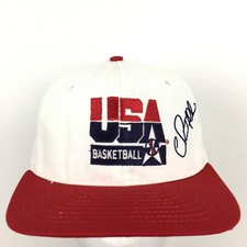 Vtg USA Basketball Dream Team Chris Mullin 13 Cap Script Logo AJD Snap Back Hat