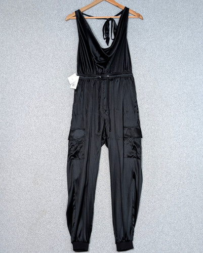 CAMI NYC Jackie Jumpsuit Silk Blend Womens Small Cargo Jogger Black NWT MSRP$465