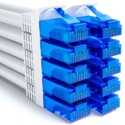 deleyCON 10x 1m CAT6 Patchkabel Netzwerkkabel RJ45 LAN DSL Ethernet Kabel weiß