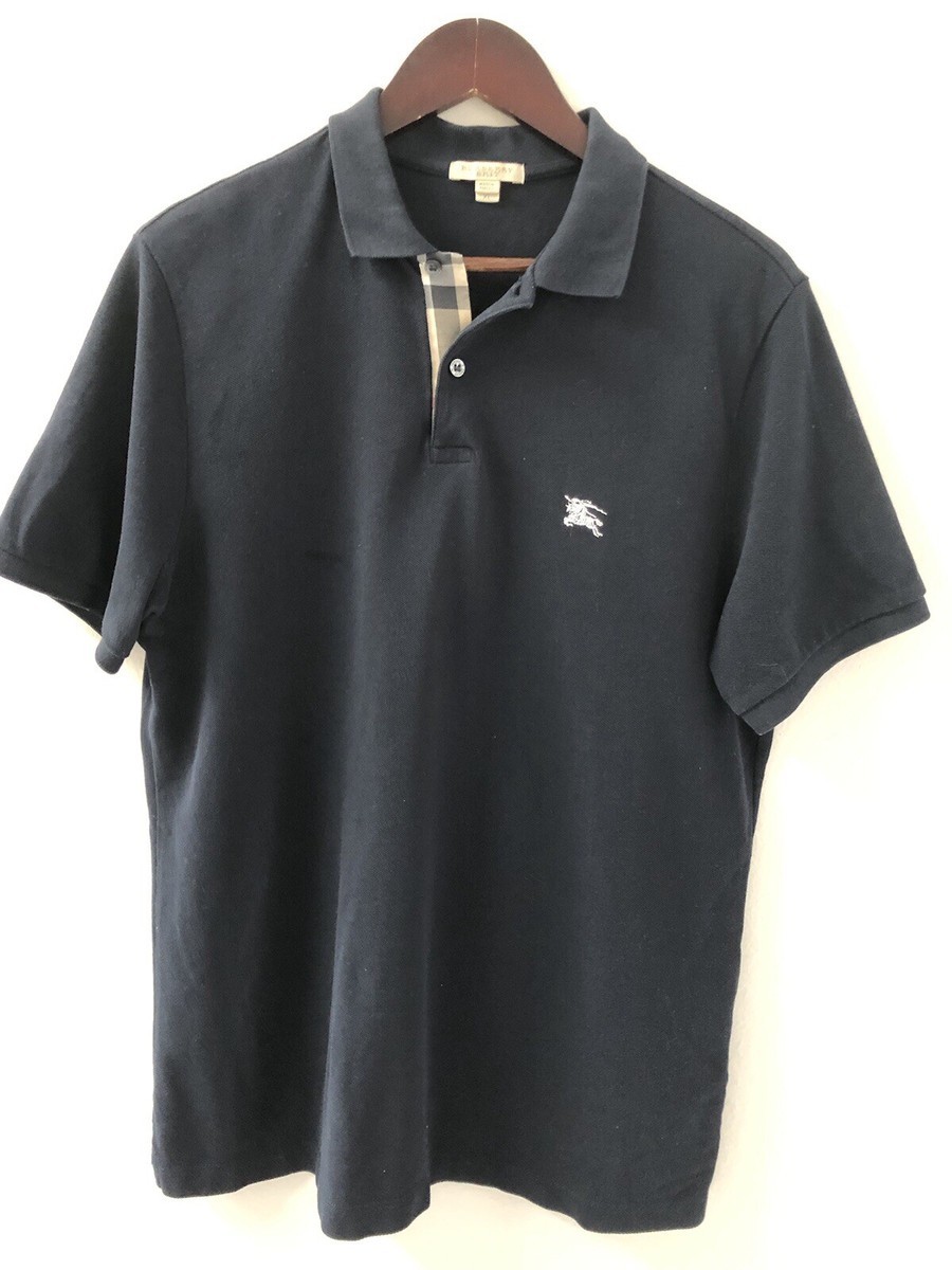Burberry Brit Polo Nova Check Button Placket SZ XL Black