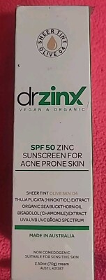 Dr Zinx SPF 50 Vitamin C Facial Sunscreen Vegan Organic 2.5 oz Exp7/26 (D)