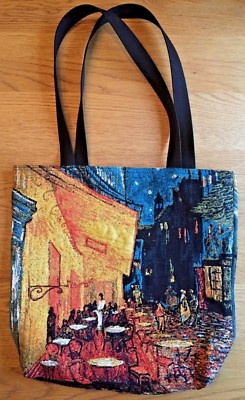 GROSSE EINKAUFSTASCHE BELGISCHER GOBELIN 46 X 46 CM VAN GOGH CAFÉ TERRASSE @ NACHT