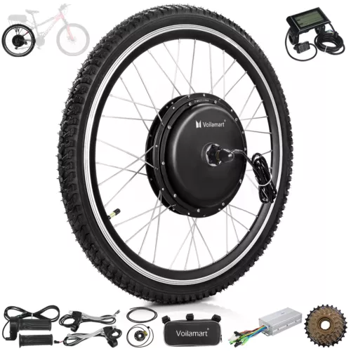 Voilamart 48V 24" Electric Bicycle E-Bike Motor Conversion Kit Rear Wheel LCD