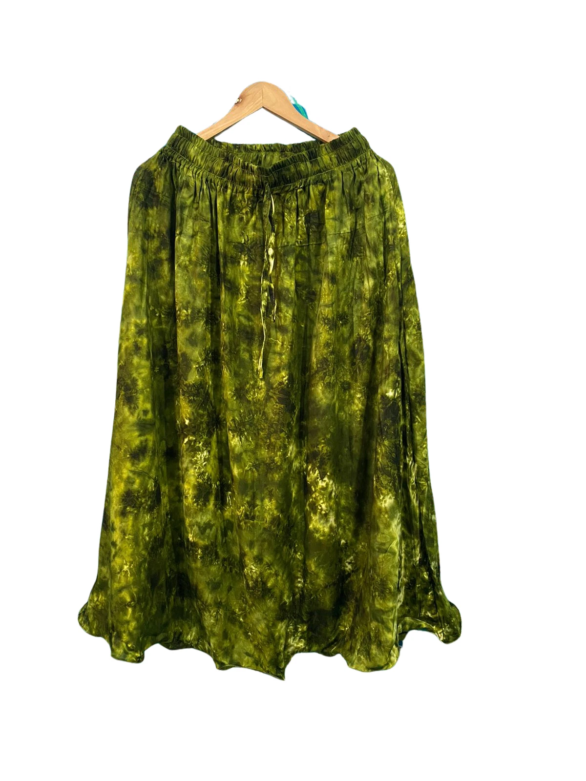 Indian 100% Cotton Rayon Skirt Green Algae Skirts Women's Clothing Long skirt US