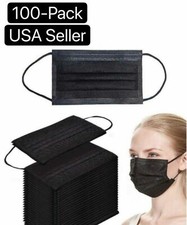 50/100 PCS Black Face Mask Mouth Nose Protector Respirator Masks USA Seller