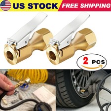2x Air Chuck Heavy Duty Open Flow Lock On Tire Chuck Wclip For Inflator Gauge