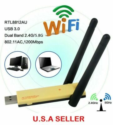NEW 150/300/600/1200 Mbps  2.4/5Ghz USB WiFi Network Adapter Antenna 802.11 LOT