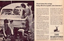 The Hartford Insurance Group Dad Washing Car with Kids Vintage Print Ad 1963