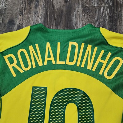 2004 Nike Brazil Home Soccer Jersey Ronaldinho Men S Barcelona PSG