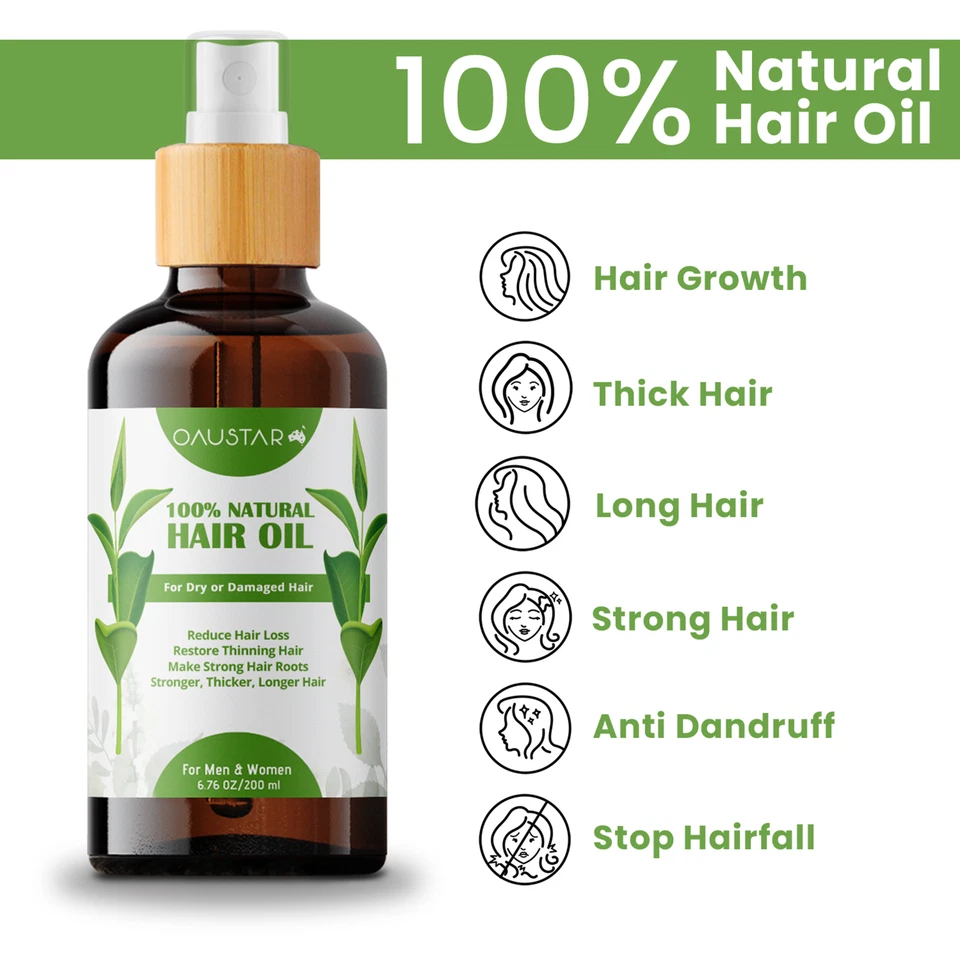 Natural Hair Growth Oil For Scalp, Dry Damaged,Frizz Hair- Hair Treatments-200ml - image 2 of 4