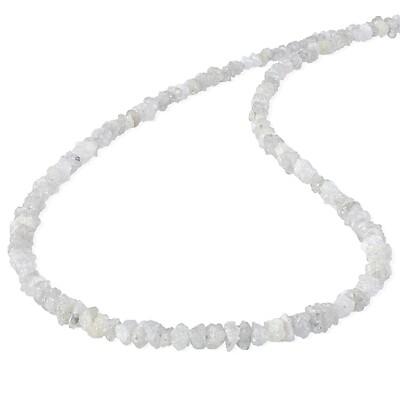 Natural Rough White Loose Beads 18'' Strand Nuggets Raw Diamond Necklace Jewelry 