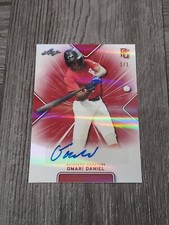 OMARI DANIEL 2021 LEAF PERFECT GAME RED AUTOGRAPHED #1/1 ROOKIE CARD BA-OD1.