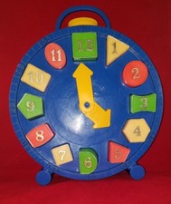 AMLOID BLOCK CLOCK VINTAGE 1970-80's BLUE PLASTIC KIDS TIME LEARNING TOY PUZZLE