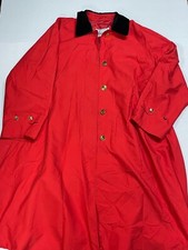 Red Harrods London Amazing Vintage Long Rain Coat 100% Acetate Sz M