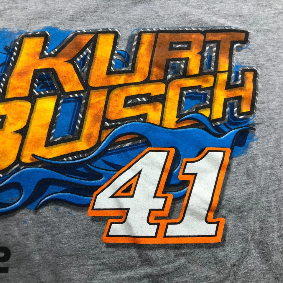 Рубашка мужская Nascar XL серая графическая с коротким рукавом Kurt Busch #41 гоночная двусторонняя - Изображение 4 из 4