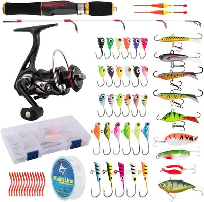 Graphite Ice Fishing Rod 24'' with Spinning Reel - Perfect for Winter Fishing