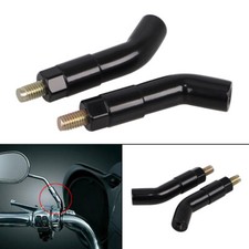 Pair Black Mirror Stem Extenders For Harley T...