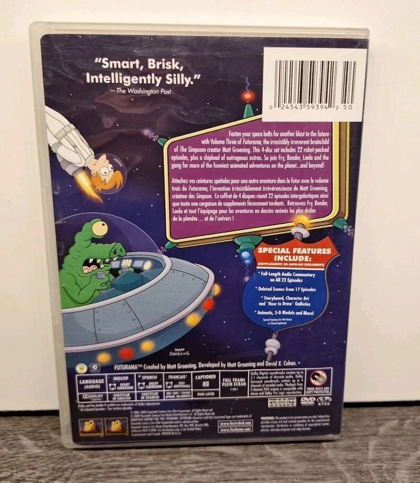 Futurama Volume 3 (DVD, 4-Disc Set) Season Three Volume 3 Matt Groening - Image 2 of 4