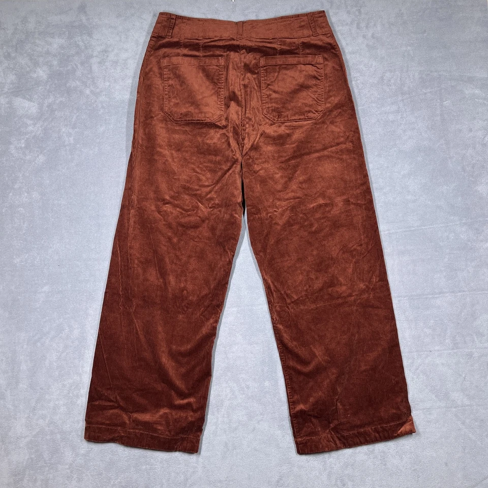 Pantalones Matty M para mujer XL marrón pana tiro alto pierna ancha elásticos bolsillos modales Foto 2 de 4