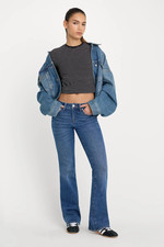 GOOD AMERICAN Indigo Good Low Rise Boot Jeans - 8/29 - Slim Fit with Bootcut Leg