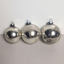 VTG Silver Mercury Glass Ball Christmas Tree Ornaments Lot of 3 Rauch