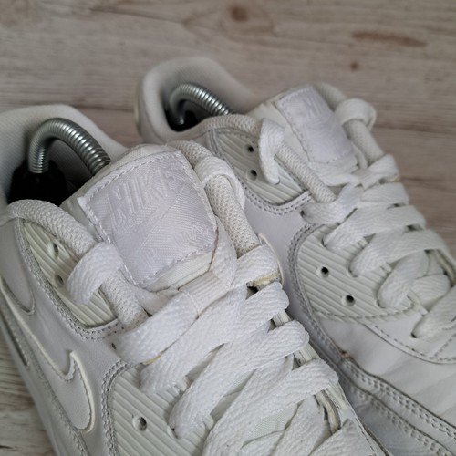 Nike Air Max 90 Triple White Leather Women's Size UK 5.5 Trainers Sneakers - Picture 5 of 9