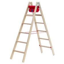 Hymer Holzleiter Holzstufenleiter 2x6 Stufen Stehleiter Holz Leiter Treppe