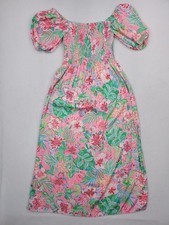 Lilly Pulitzer Dress Womens XXS Multicolor Selah Smocked Midi Journey Jungle