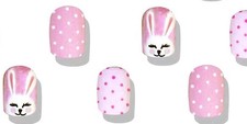 Press-On Nails Easter Bunnies Orchid Pink w/Dots Short Matte