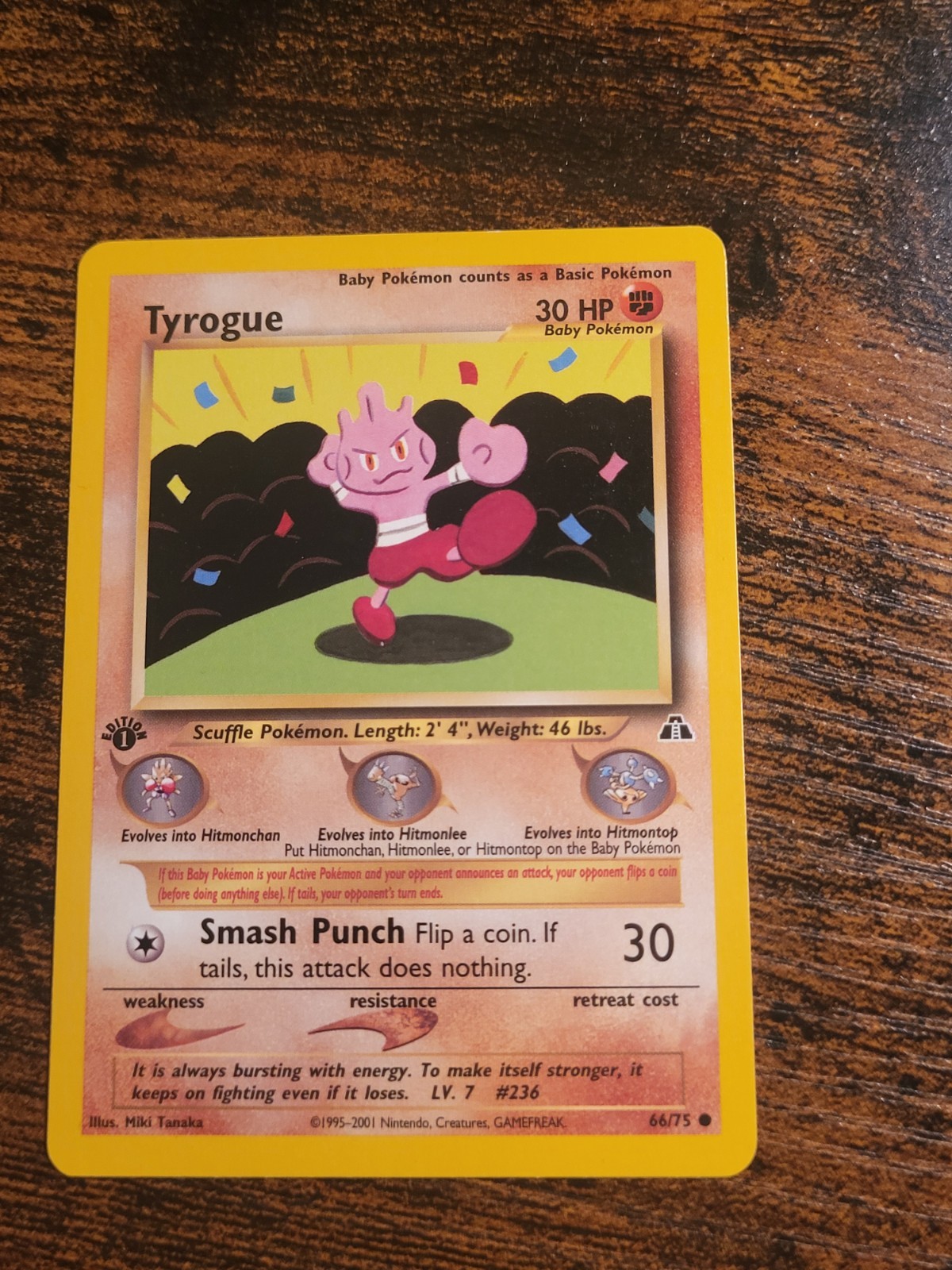 Pokemon 1st Edition Tyrogue 66/75 - Neo Discovery LP NM 