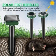 Mole Repellent 4 Pack Ultrasonic Solar Powered Animal Repellent for Outdoor Lawn