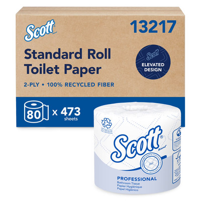 Scott Professional 100% Recycled Fiber Standard Roll Toilet Paper, Bulk (13217)